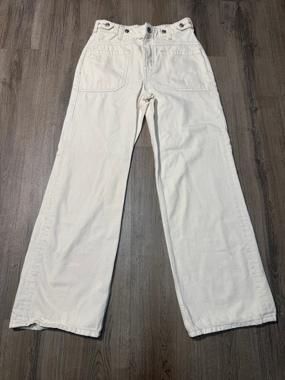 We The Free Women's Off White Wide-Leg Canvas Chinos